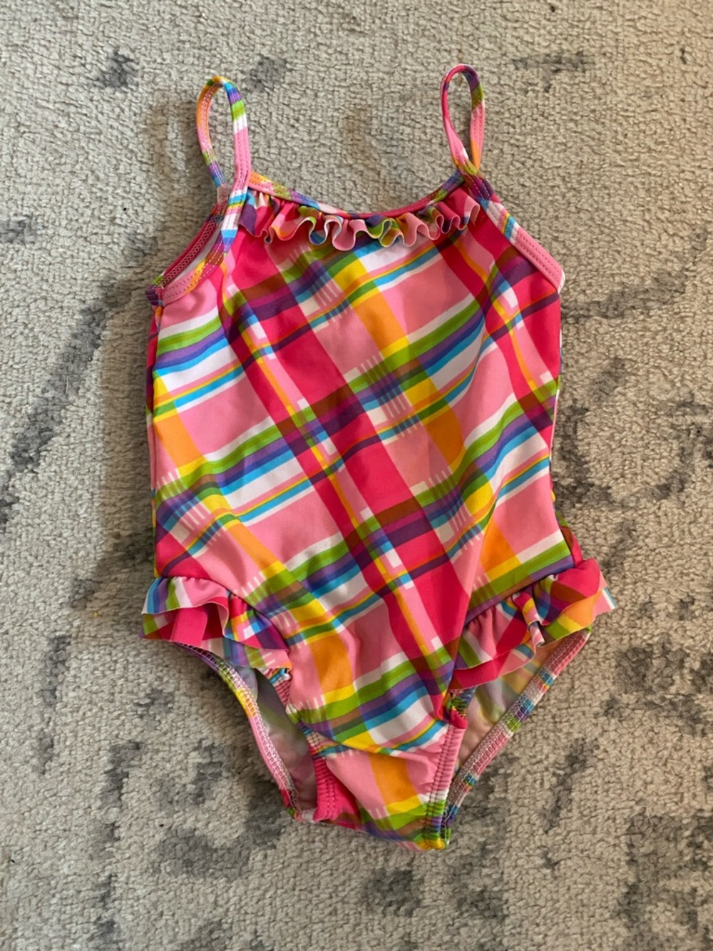 Circo Pink Plaid Ruffle One-Piece Swimsuit